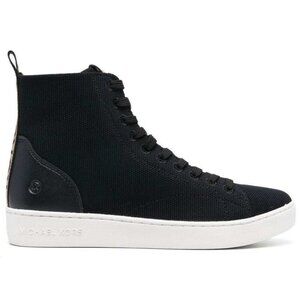 Michael Kors Edie Knit Lace Up High Top Sneakers Black Womens Size 8.5 NEW